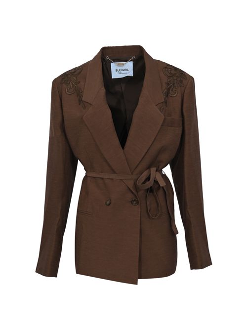 Giacca over in misto lino con ricamo BLUGIRL | RA6091 T8823P9414